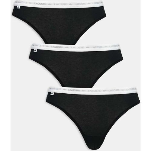 Lacoste Womens 3 pack logo thongs in black - X-Large