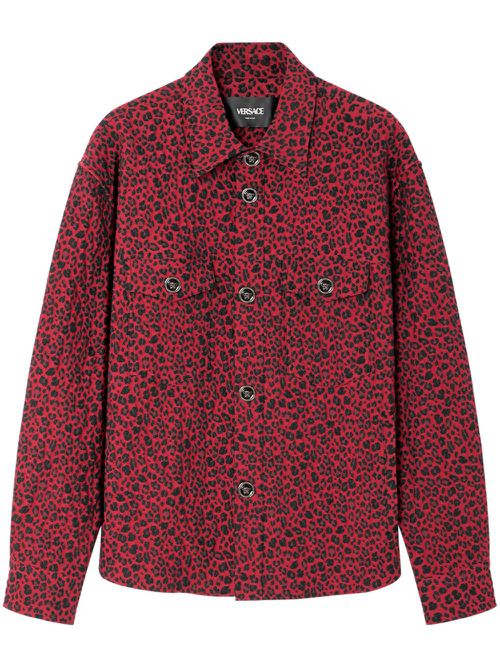 Leopard-jacquard jacket - Red