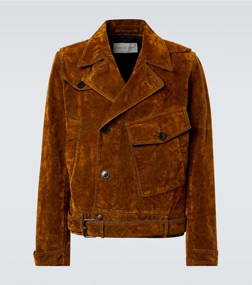 Vassel belted cotton biker jacket