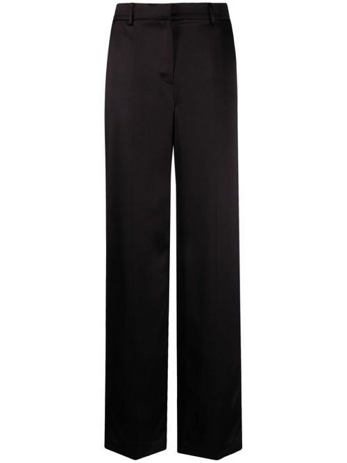Satin straight-leg trousers - Black