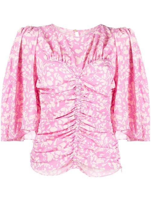 Speckle-print ruched blouse - Pink