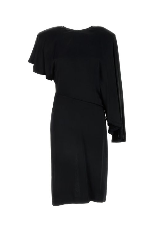 Draped Viscose Dress — Black