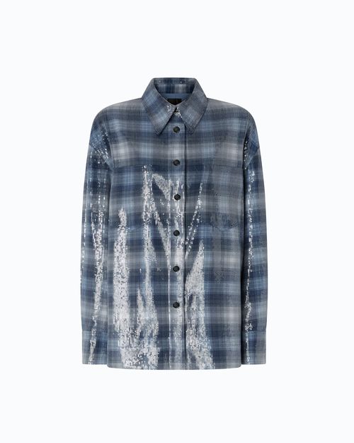 Overshirt with check pattern and sequins - L
