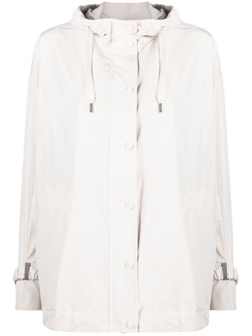 Drawstring-hood zip-fastening jacket - Grey