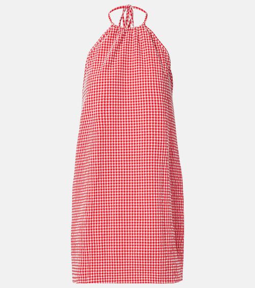 Gingham seersucker halterneck minidress