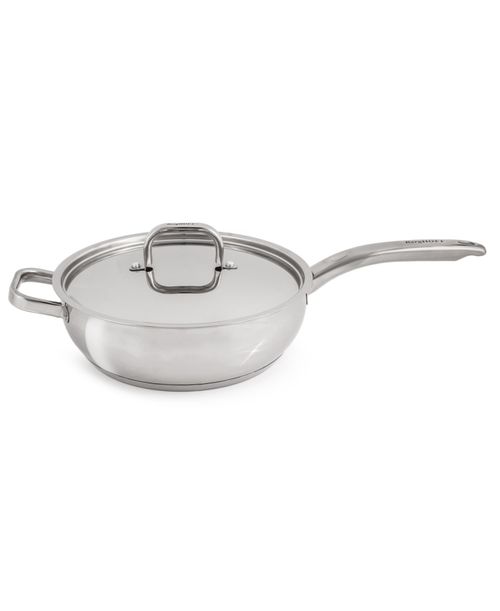 "Belly Shape 18/10 Stainless Steel 9.5"" Deep Skillet with Ss Lid, 3.2qt. - Silver"