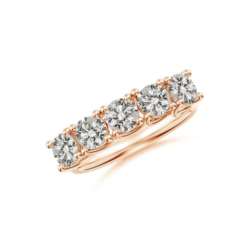 Angara 1.5 Carats Half Eternity Five Stone Diamond Wedding Band in 18K Rose Gold