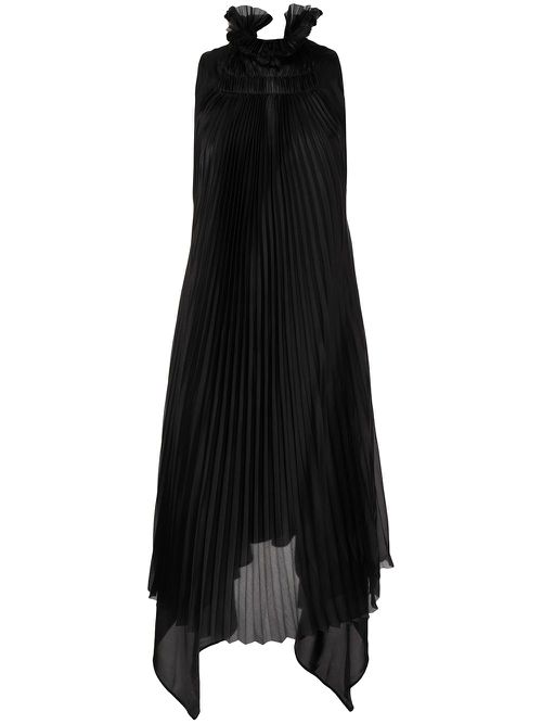 Pleated silk dress - Black