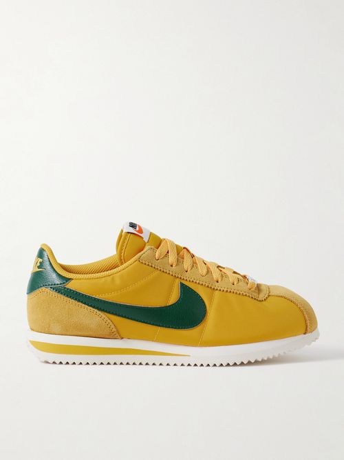 Cortez Leather And Suede-trimmed Shell Sneakers - Yellow