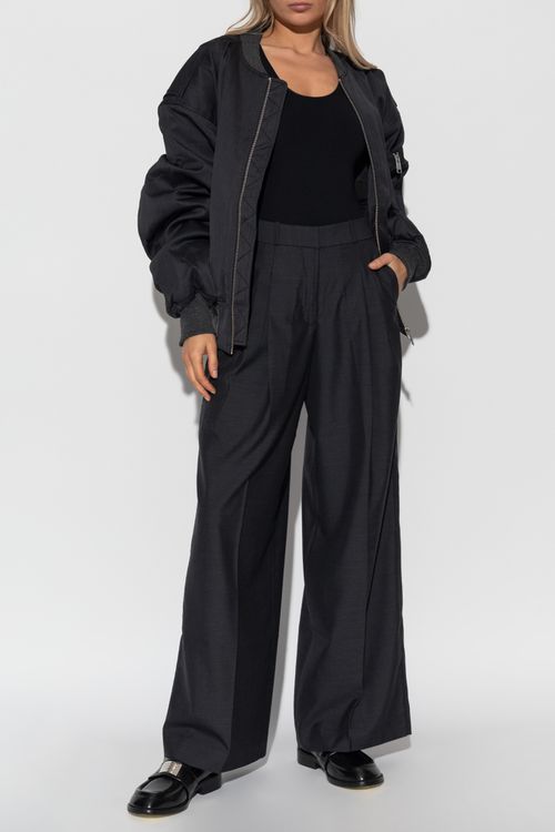 Pleated Trousers, Women's, Grey