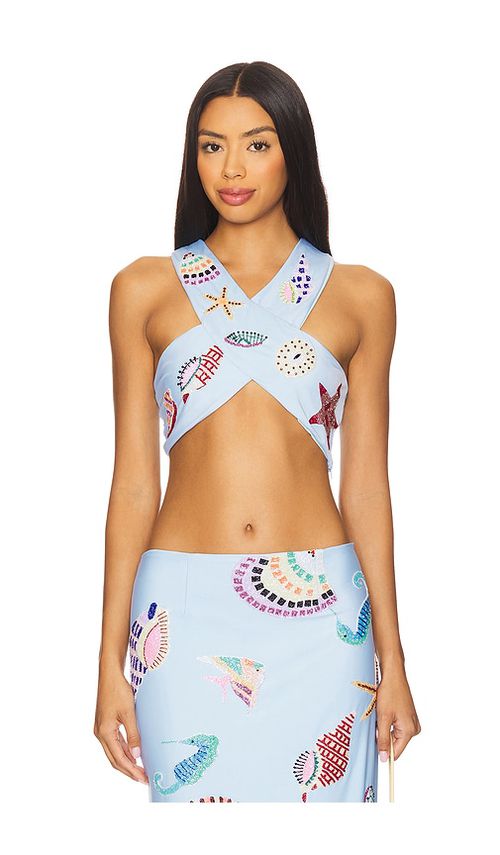 Oceanus Shell Hand Beaded Top in Pink. - M also in