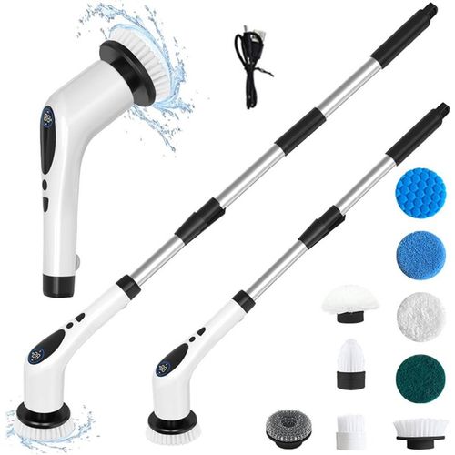 Living And Home 1 Cordless Handheld Electric Spin Scrubber With Long Handle In White