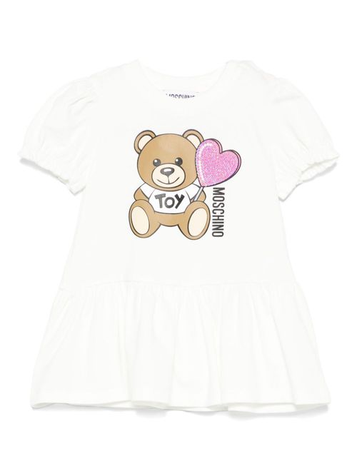 Teddy bear-print dress - White