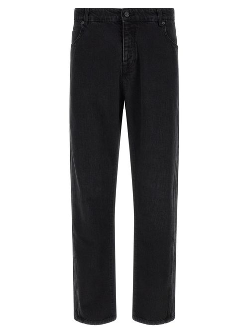 Black Straight-Leg Denim Jeans — Black