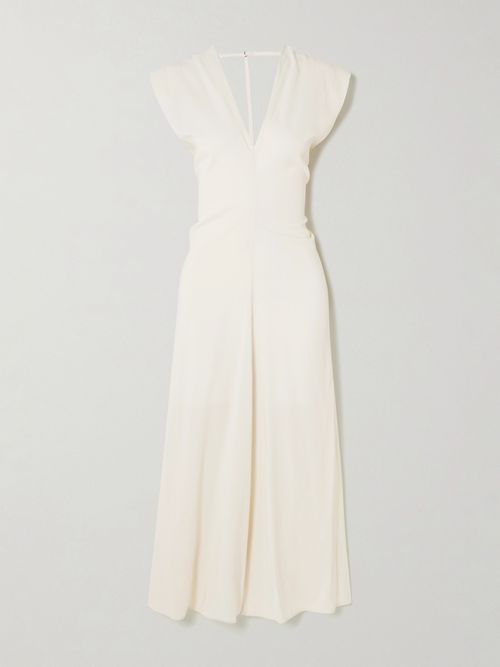 Draped Crepe Maxi Dress - Off-white