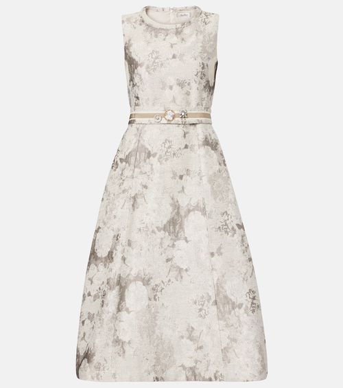 Cotton-blend jacquard midi dress