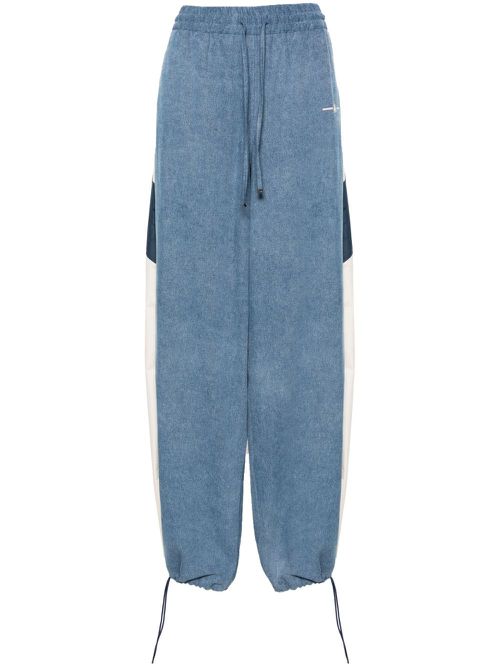 Drawstring chambray track pants - Blue