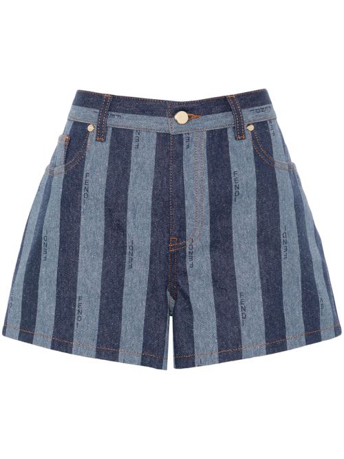 Pequin striped denim shorts - Blue