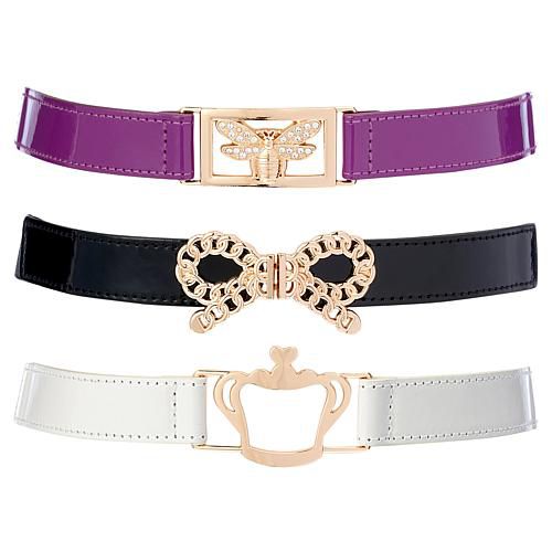 3-pack Novelty Buckle Stretch Belts - Black/Mesa Rose/Sugar