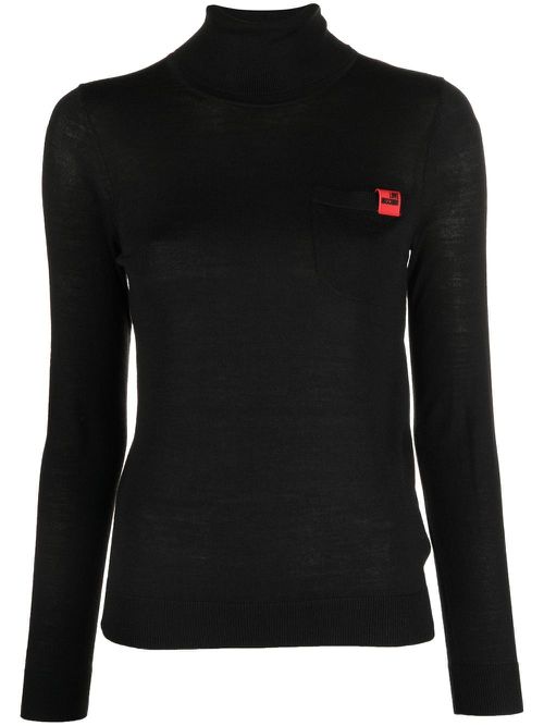 Logo-patch high neck jumper - Black