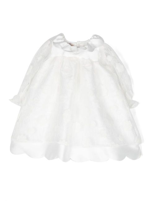 Scallop-collar jacquard dress - White