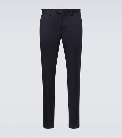 Mid-rise cotton slim pants