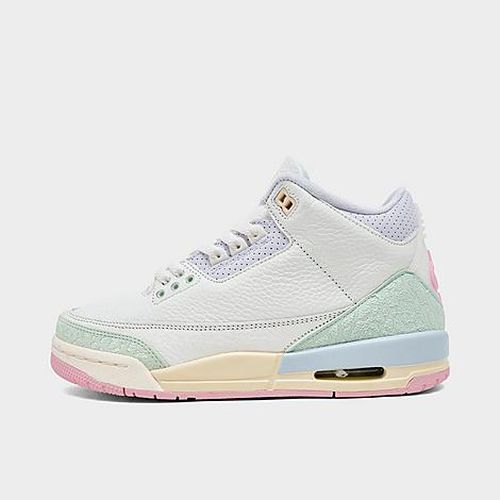 Big Kids Air Retro 3 Basketball Shoes in Sail/Jade Aura/Aura