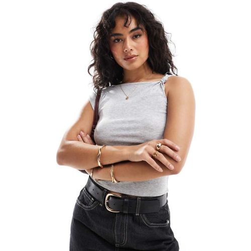 Cotton On Womens marlow twist shoulder short sleeve top grey - Large