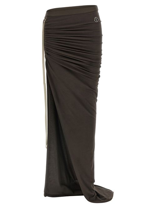 Drawstring Cotton Jersey Skirt — Black