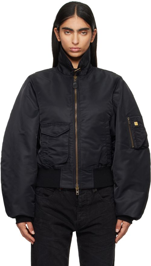 Martine Rose Black Shrunken Bomber Jacket
