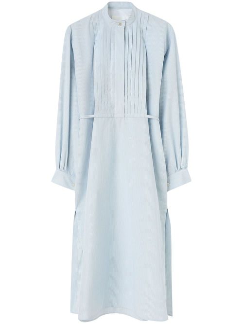 Long-sleeve cotton midi dress - Blue