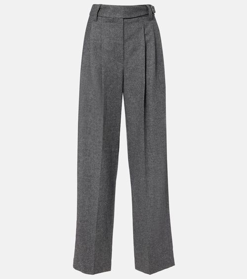 Pleated wool and cashmere wide-leg pants