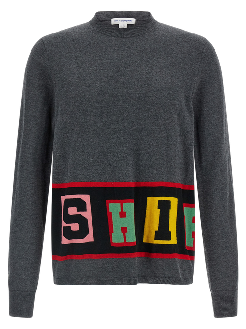 Intarsia Logo Sweater — Gray