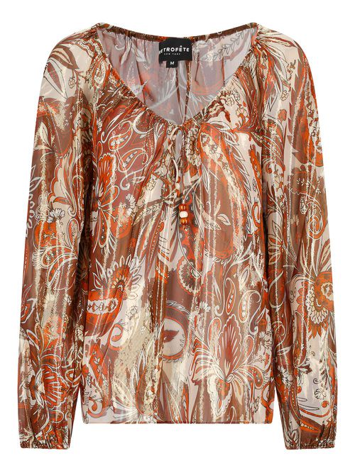 Paisley metallic blouse - Brown