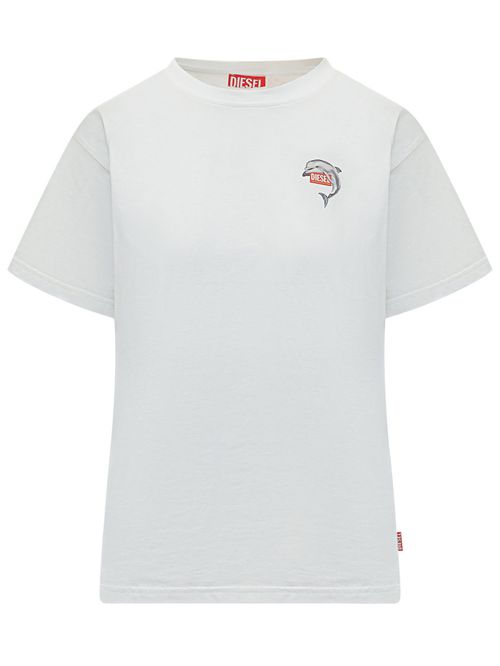 White Logo Print Crew Neck T-Shirt