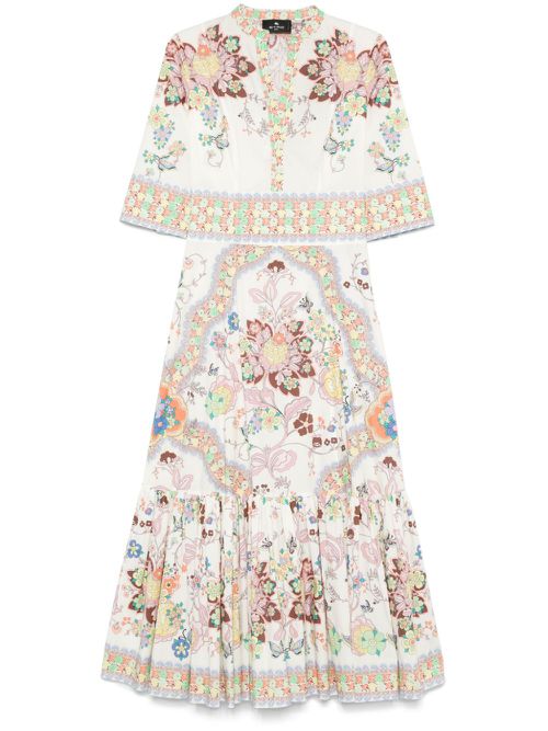 Floral-print maxi dress - White