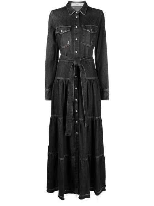 Distressed denim shirt dress - Black