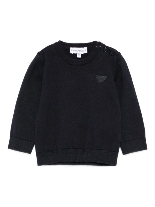 Eagle-logo button-detail sweater - Blue