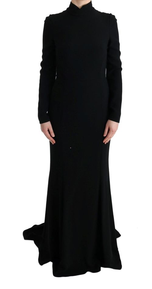Stretch Knit Sheath Gown Dress — Black