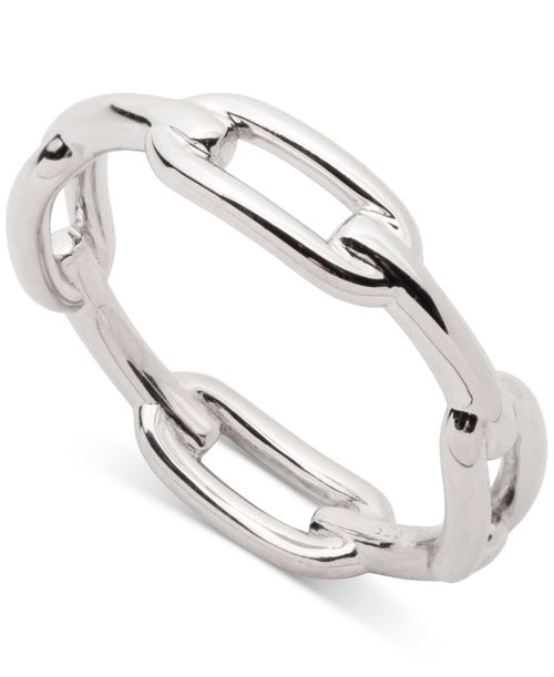 Sterling Silver Link Stack Ring - Rhodium