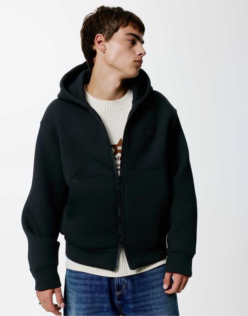 Stwd zip-up hoodie in black