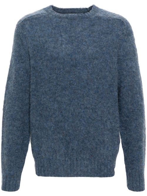 Shaggy mélange brushed wool jumper - Blue