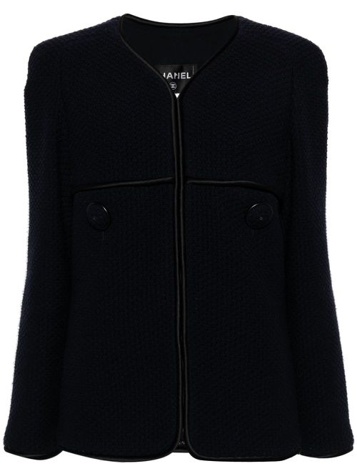 V-neck tweed jacket - Blue