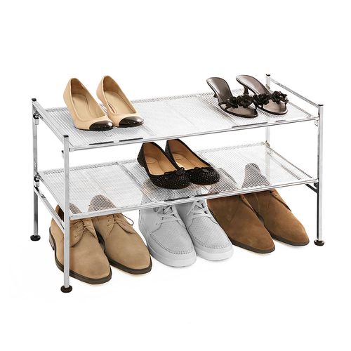 2-Tier Steel Mesh Utility Shoe Rack