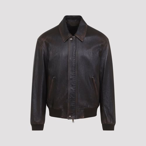 Men's Print Pattern Bomber Jacket in 100% Lamb Leather