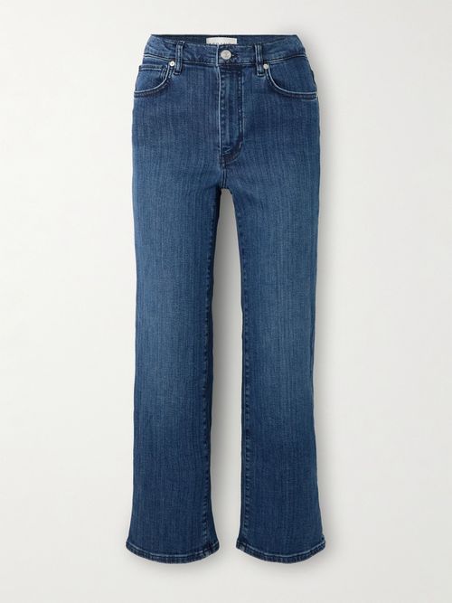 Le Sleek Cropped High-rise Straight-leg Jeans - Dark denim