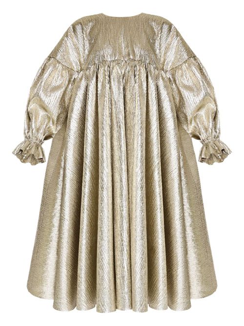 Metallic pleated midi dress - Neutrals