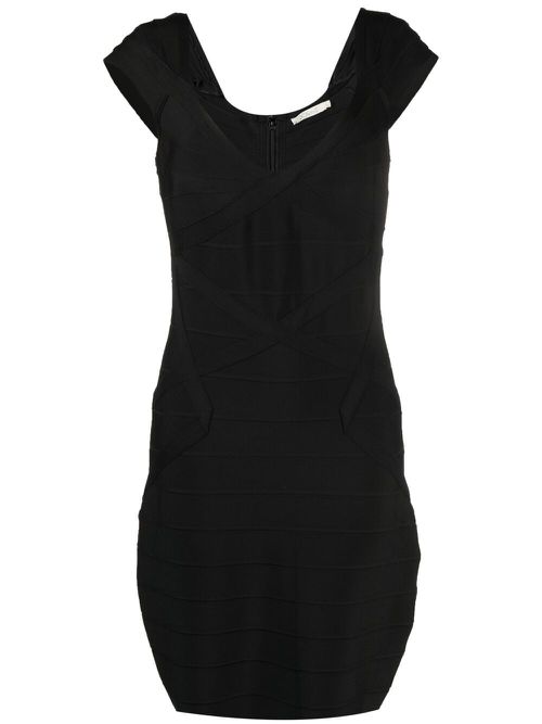 2000s panelled fitted dress - Black