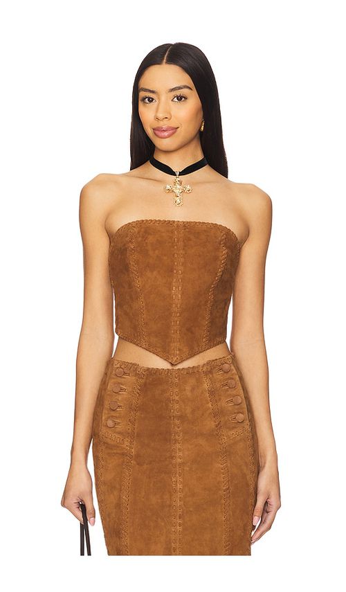 Understated Leather Handkerchief Leather Top in Brown. - L also in