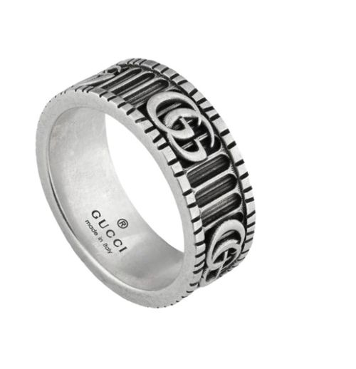 Aged Sterling Silver GG Marmont Ring